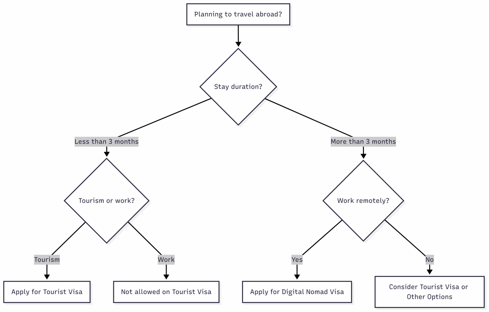 Decision Flow for Choosing a Visa