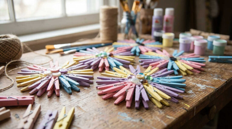 How to make clothespin flowers step by step?