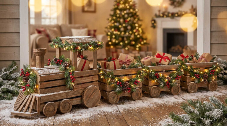 DIY Christmas Train with Wooden Crates