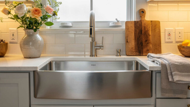 Stainless-Steel Farmhouse Style Kitchen Sink Inspiration