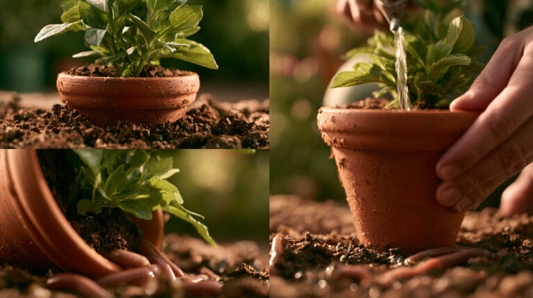 How can I drive earthworms out of pots?