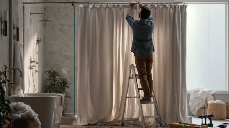 How to Hang an Extra Long Shower Curtain