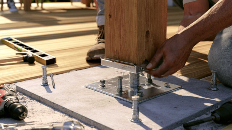 How to secure existing 4×4 post to cement? 